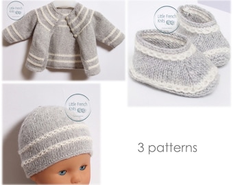 Baby Knitting Patterns Cardigan Sweater Wool French Instructions PDF Sizes Newborn to 12 months