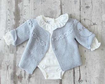 Knitting Pattern Baby Cardigan Sweater Instructions in English PDF Instant Download Sizes Newborn to 6 months