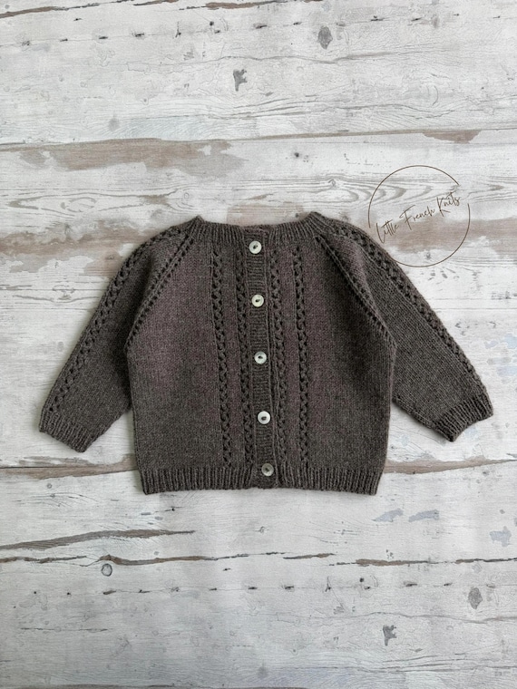 Knitting Pattern Baby Wool Cardigan Instructions in French PDF Sizes Newborn to 4 years
