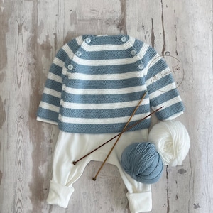 Knitting Pattern Baby Wool Sweater Instructions in English PDF Sizes Newborn to 24 months