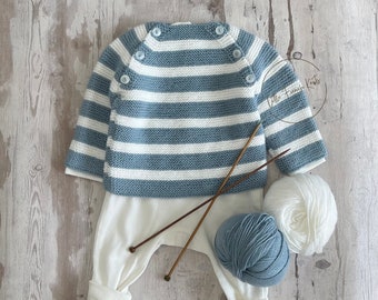 Knitting Pattern Baby Wool Sweater Instructions in English PDF Sizes Newborn to 24 months