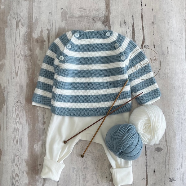 Knitting Pattern Baby Wool Sweater Instructions in English PDF Sizes Newborn to 24 months