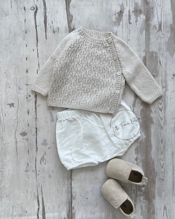 Knitting Pattern Baby Wool Cardigan Instructions in French PDF Sizes Newborn to 4 years
