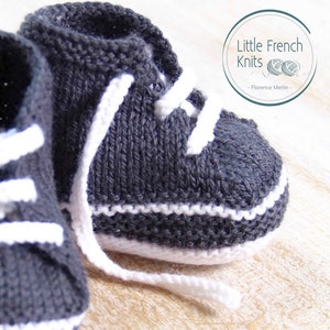 Baby Knitting Pattern Sneakers Booties Shoes Instructions in French PDF Size Newborn to 3 months image 4