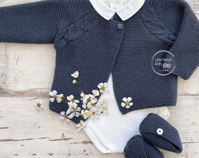 Knitting Pattern Baby Cardigan Sweater Instructions in English PDF Instant Download Sizes Newborn to 2 years