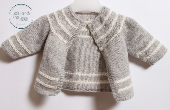Baby Knitting Pattern Cardigan Sweater Wool English Instructions PDF Sizes Newborn to 12 months