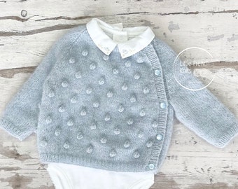 Knitting Pattern Baby Wool Cardigan Instructions in French PDF Sizes Newborn to 4 years