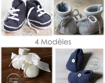 Baby Knitting Pattern Booties Shoes Instructions in French Instant Digital Download PDF