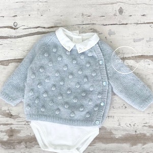 Knitting Pattern Baby Wool Cardigan Instructions in English PDF Sizes Newborn to 4 years