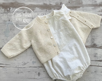 Baby Knitting Pattern Cardigan Sweater Wool French Instructions PDF Sizes Preemie to 24 months PDF Instant Download