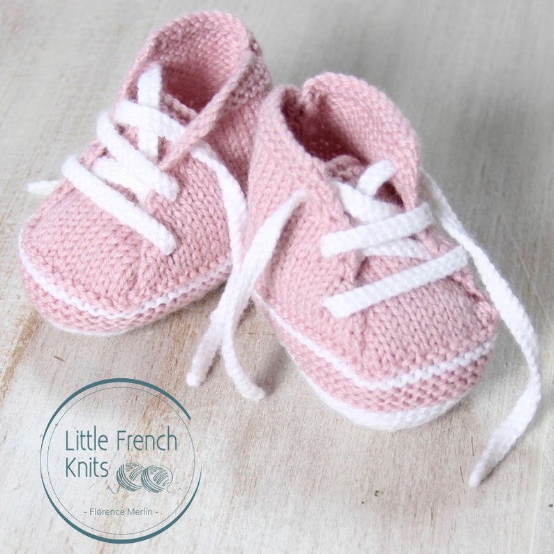 Baby Knitting Pattern Sneakers Booties Shoes Instructions in French PDF Size Newborn to 3 months image 7