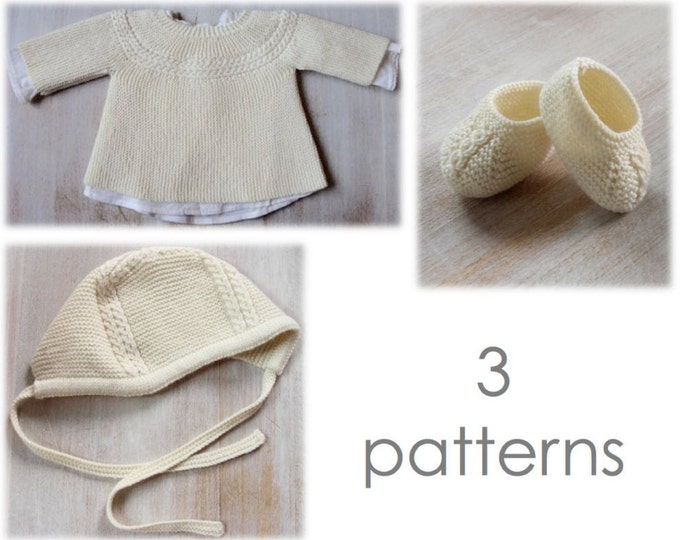 Baby Set Knitting Instructions in English PDF Instant Download Sizes Newborn to 6 months