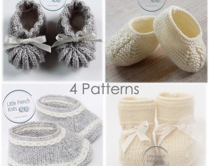 Baby Knitting Pattern Booties Shoes Instructions in English Instant Digital Download PDF