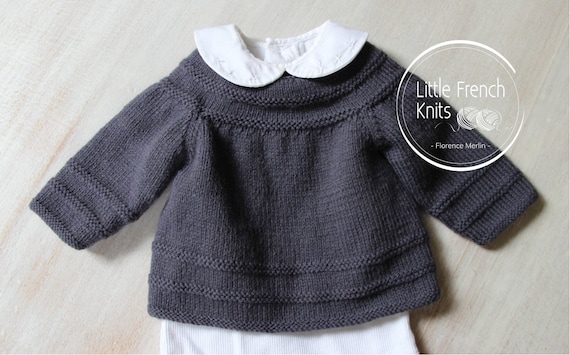 Baby Knitting Pattern Cardigan Sweater Wool French Instructions PDF Size newborn to 12 months