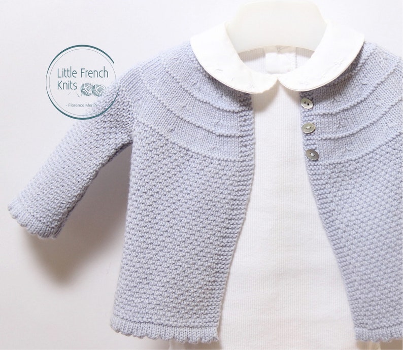 Baby Knitting Pattern Cardigan Sweater Wool French Instructions PDF Sizes 3 to 9 months