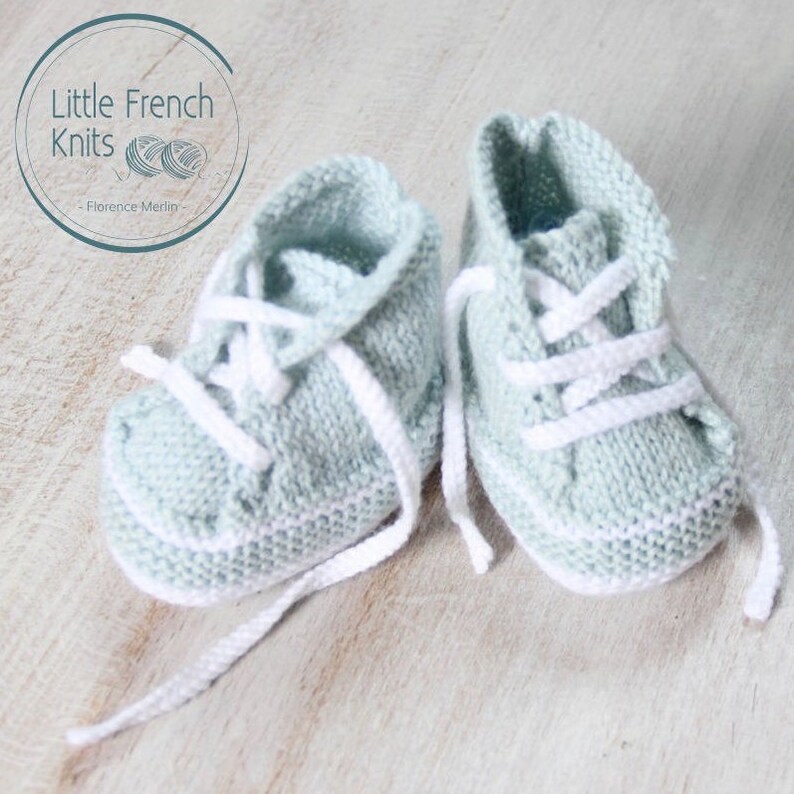 Baby Knitting Pattern Sneakers Booties Shoes Instructions in French PDF Size Newborn to 3 months image 8