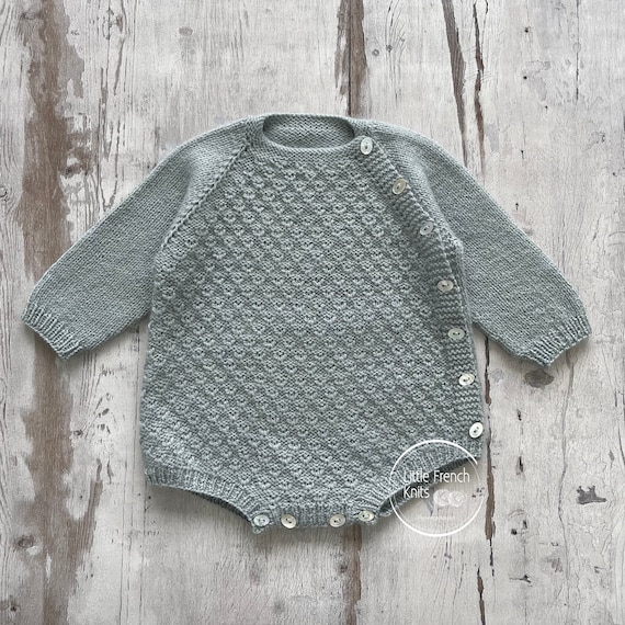 Knitting Pattern Baby Wool Romper Instructions in French PDF Sizes Newborn to 24 months
