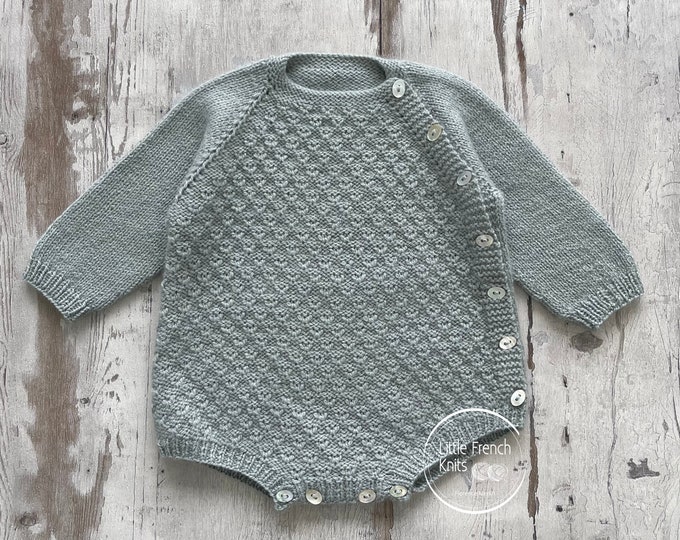 Knitting Pattern Baby Wool Romper Instructions in French PDF Sizes Newborn to 24 months