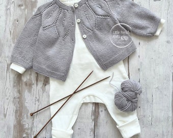 Knitting Pattern Baby Wool Cardigan Instructions in English PDF Sizes Newborn to 24 months