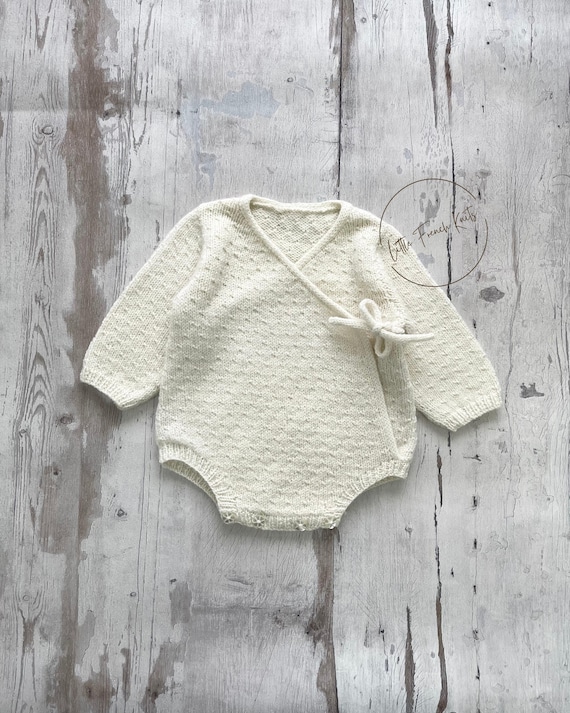 Knitting Pattern Baby Wool Kimono Romper Instructions in English PDF Sizes Newborn to 18 months