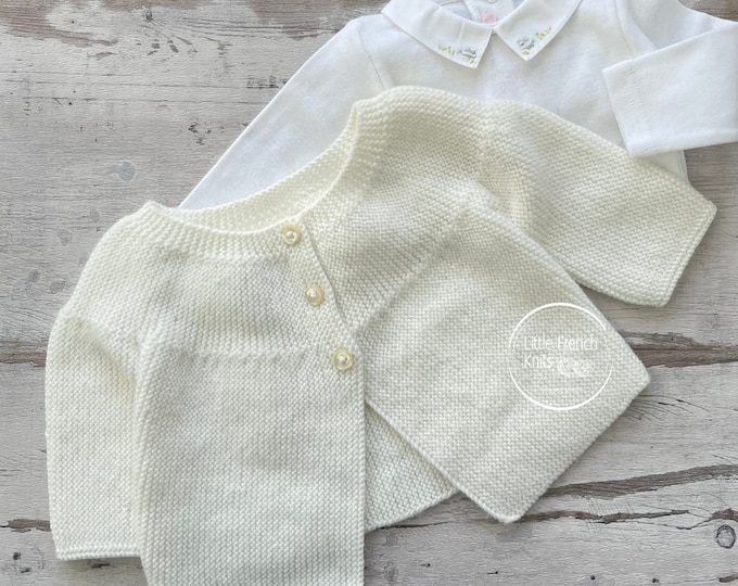 Knitting Pattern Baby Cardigan Sweater Instructions in English Sizes Newborn to 24 months