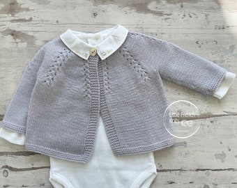 Knitting Pattern Baby Cardigan Sweater Instructions in French Sizes Newborn to 6 months