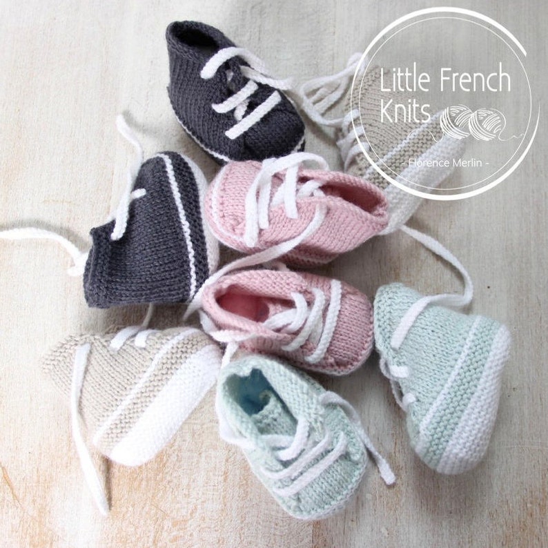 Baby Knitting Pattern Sneakers Booties Shoes Instructions in French PDF Size Newborn to 3 months image 5