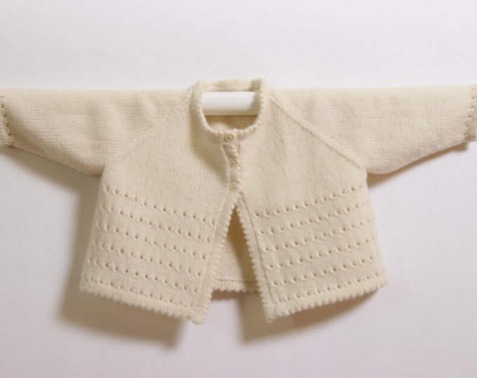 Knitting Pattern Baby Wool Cardigan Instructions in French PDF Sizes Newborn to 18 months