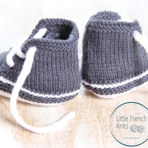 Baby Knitting Pattern Sneakers Booties Shoes Instructions in French PDF Size Newborn to 3 months image 3