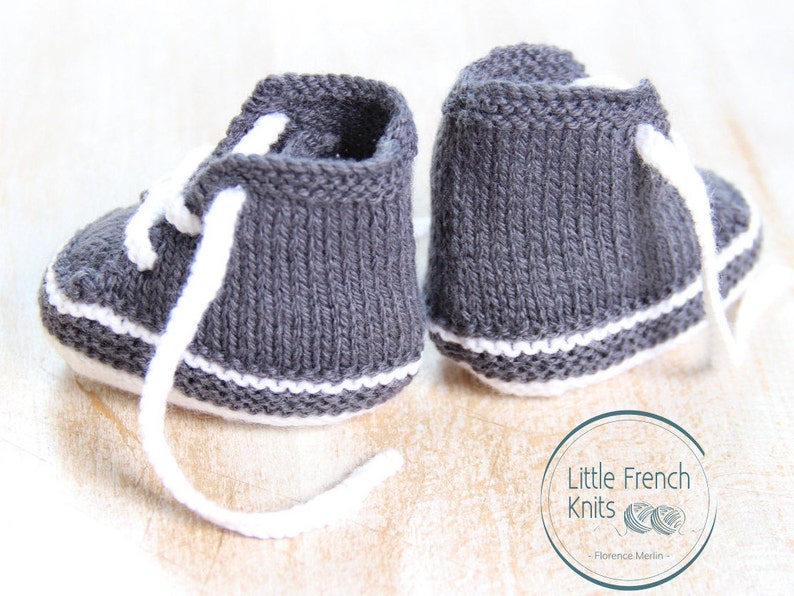 Baby Knitting Pattern Sneakers Booties Shoes Instructions in French PDF Size Newborn to 3 months image 3