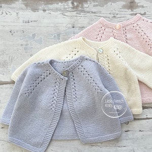 Knitting Pattern Baby Cardigan Sweater Instructions in French Sizes Newborn to 6 months