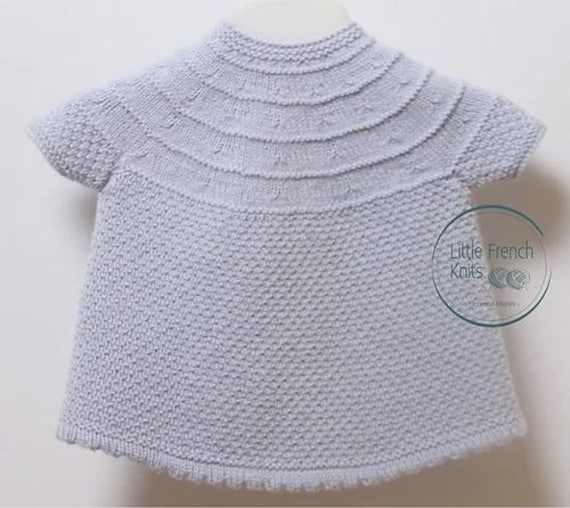 Baby Knitting Pattern Dress Wool French Instructions PDF Instant Download Sizes 3 months to 9 months