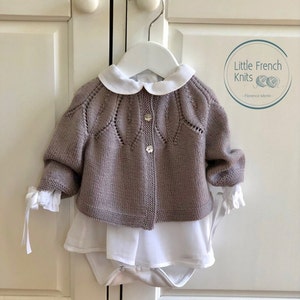 Knitting Pattern Baby Wool Cardigan Instructions in French PDF Sizes Newborn to 24 months