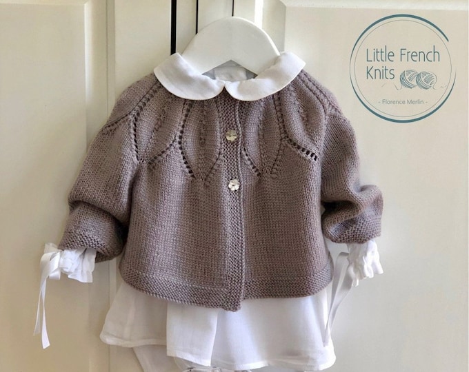 Knitting Pattern Baby Wool Cardigan Instructions in French PDF Sizes Newborn to 24 months