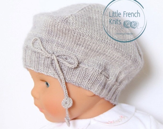 Baby Knitting Pattern Bonnet Hat Wool English Instructions PDF Size newborn to 18 months