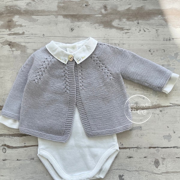 Knitting Pattern Baby Cardigan Sweater Instructions in English Sizes Newborn to 6 months