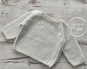 Knitting Pattern Baby Wool Cardigan Instructions in French PDF Sizes Newborn to 18 months