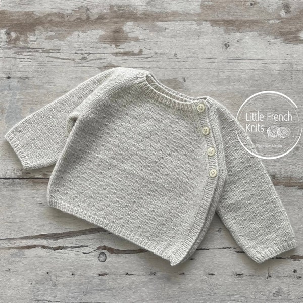 Knitting Pattern Baby Wool Cardigan Instructions in French PDF Sizes Newborn to 18 months