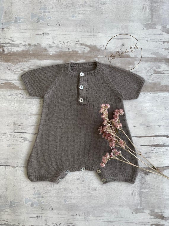 Knitting Pattern Baby Wool Romper Instructions in French PDF Sizes Newborn to 18 months