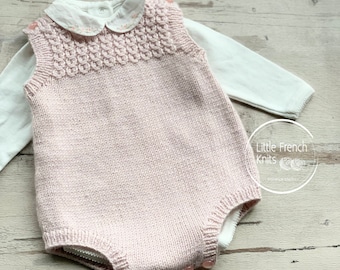 Baby Knitting Pattern Romper Wool French Instructions PDF Sizes newborn to 24 months