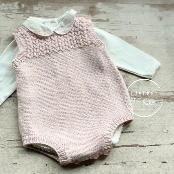 Baby Knitting Pattern Romper Wool French Instructions PDF Sizes newborn to 24 months