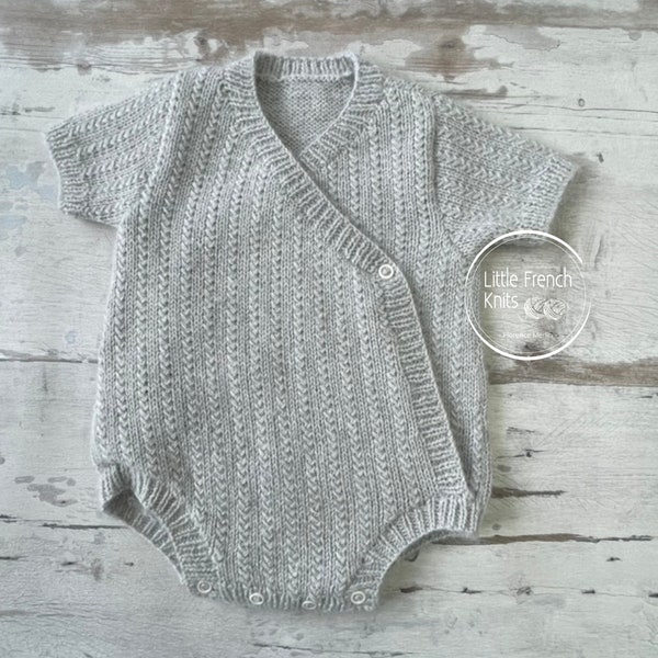 Knitting Pattern Baby Wool Romper Onesie Instructions in French PDF Sizes Newborn to 18 months