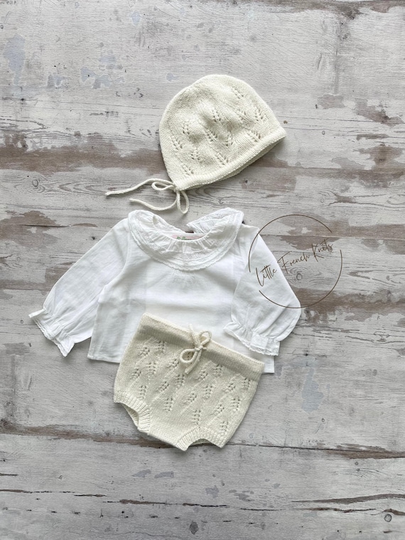 Knitting Patterns Baby Wool Bloomers and Bonnet Instructions in French PDF Sizes Newborn to 24 months