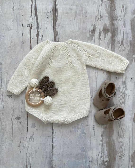 Knitting Pattern Baby Wool Romper Instructions in French PDF Sizes Newborn to 4 years