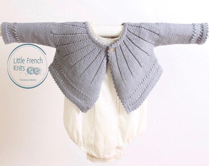 Baby Knitting Pattern Cardigan Sweater Wool French Instructions PDF Size 6 and 12 months