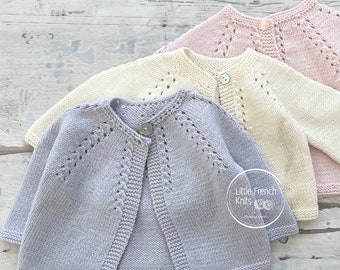 Knitting Pattern Baby Cardigan Sweater Instructions in English Sizes Newborn to 6 months