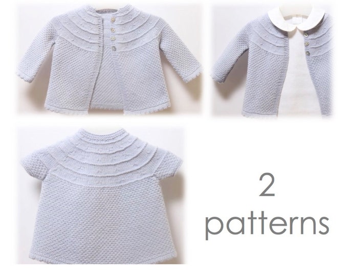 Baby Knitting Patterns Set Instructions in English PDF Instant Download 3 Sizes 3 to 9 months