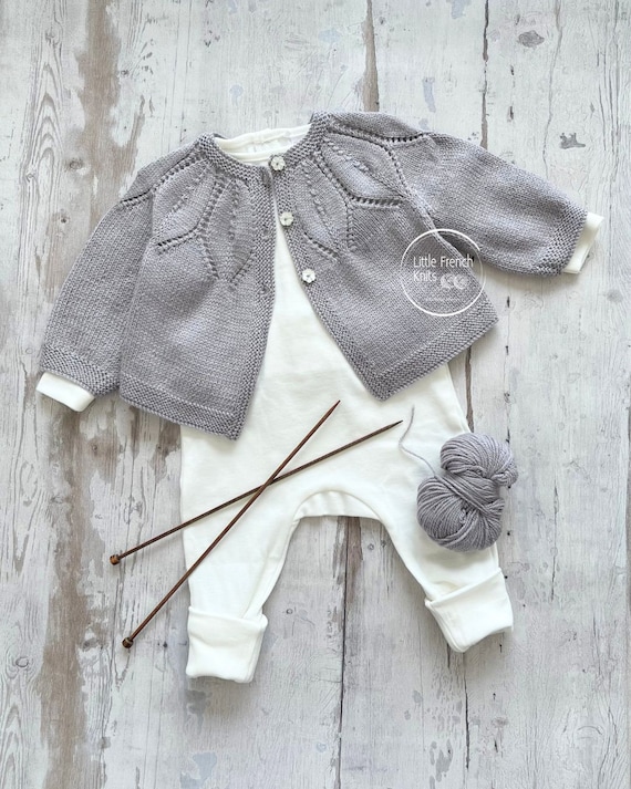 Knitting Pattern Baby Wool Cardigan Instructions in French PDF Sizes Newborn to 24 months