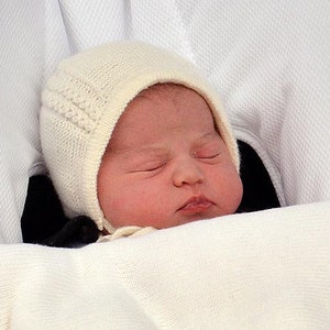 Baby Knitting Pattern Princess Charlotte Royal Baby Bonnet Hat Wool English Instructions PDF Size newborn PDF Instant Download image 2