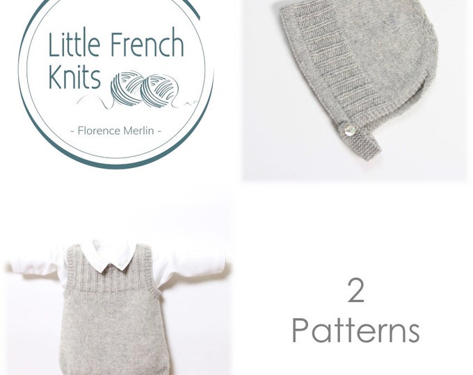 Baby Set / 2 Patterns / Knitting Instructions in English / PDF Instant Download / 4 Sizes : Newborn / 24 months